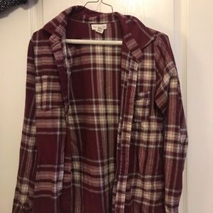 Maroon Tillys flannel.